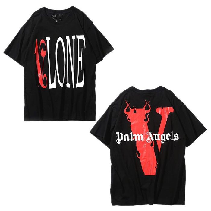 Vlone Vlone X Palm Angels Black T-Shirt | Grailed