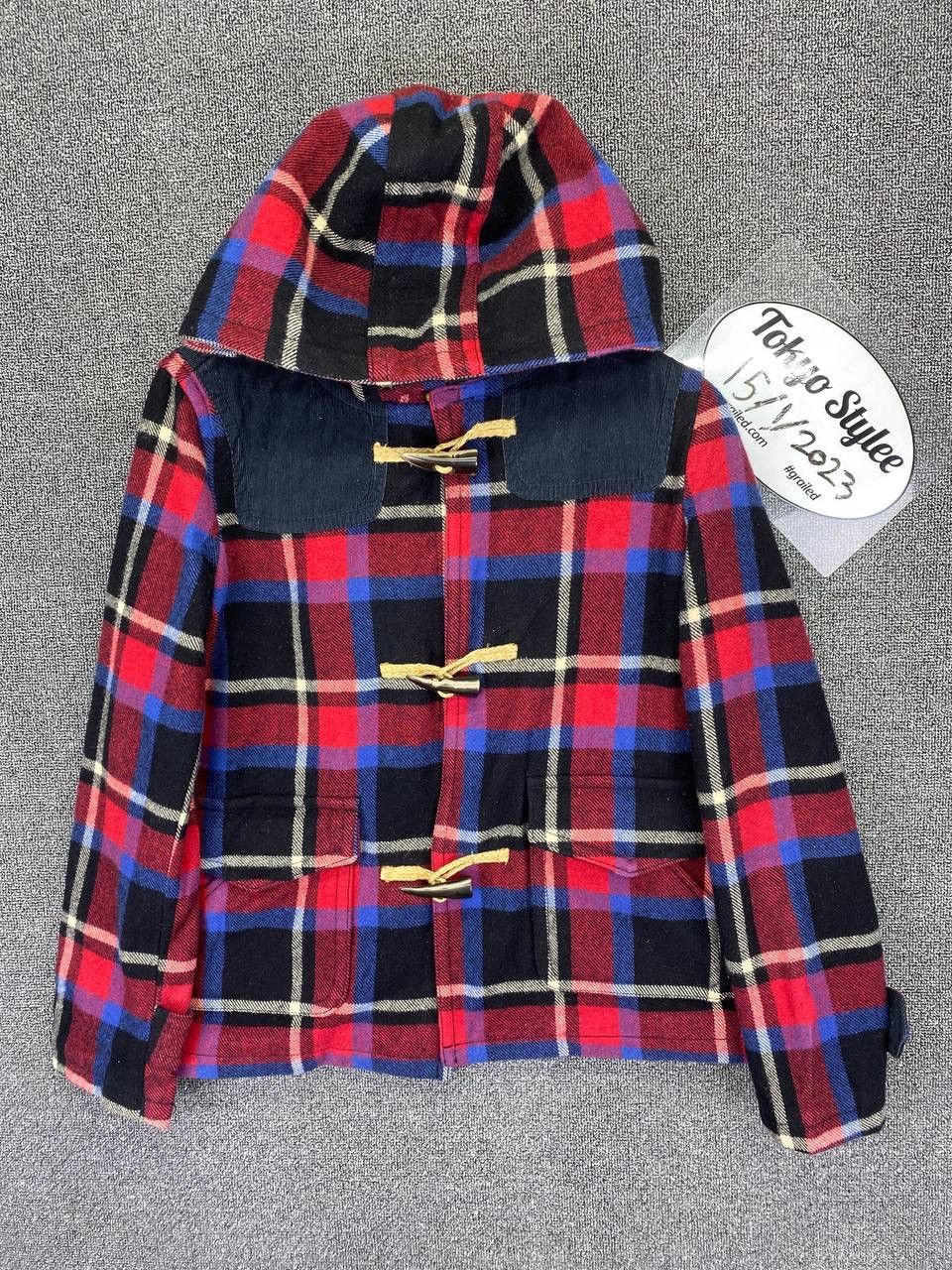 Levi's Levis Checkered Plaid Wool Duffle Coats Hooded Jacket Size M / US 6-8 / IT 42-44 - 1 Thumbnail