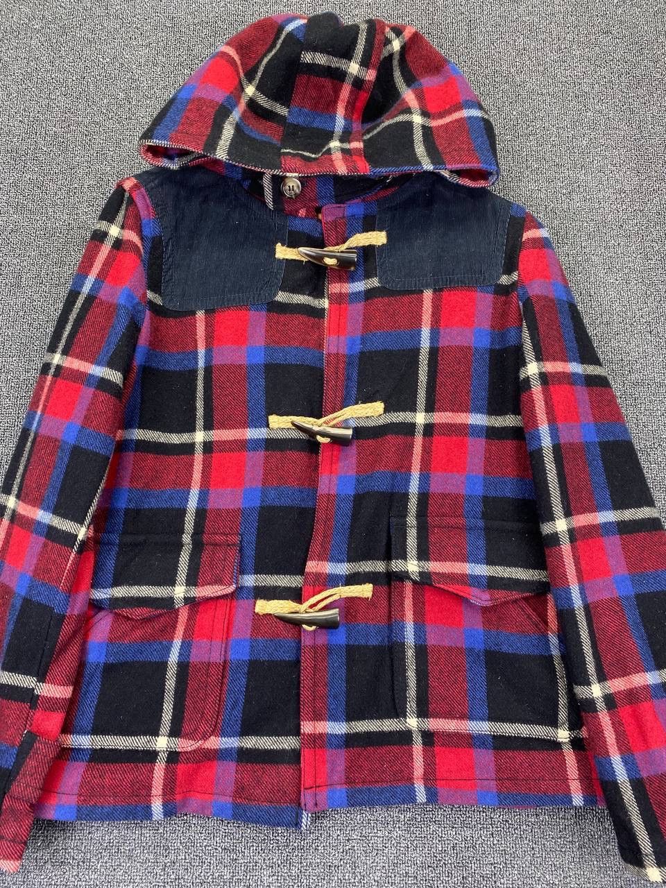 Levi's Levis Checkered Plaid Wool Duffle Coats Hooded Jacket Size M / US 6-8 / IT 42-44 - 3 Thumbnail