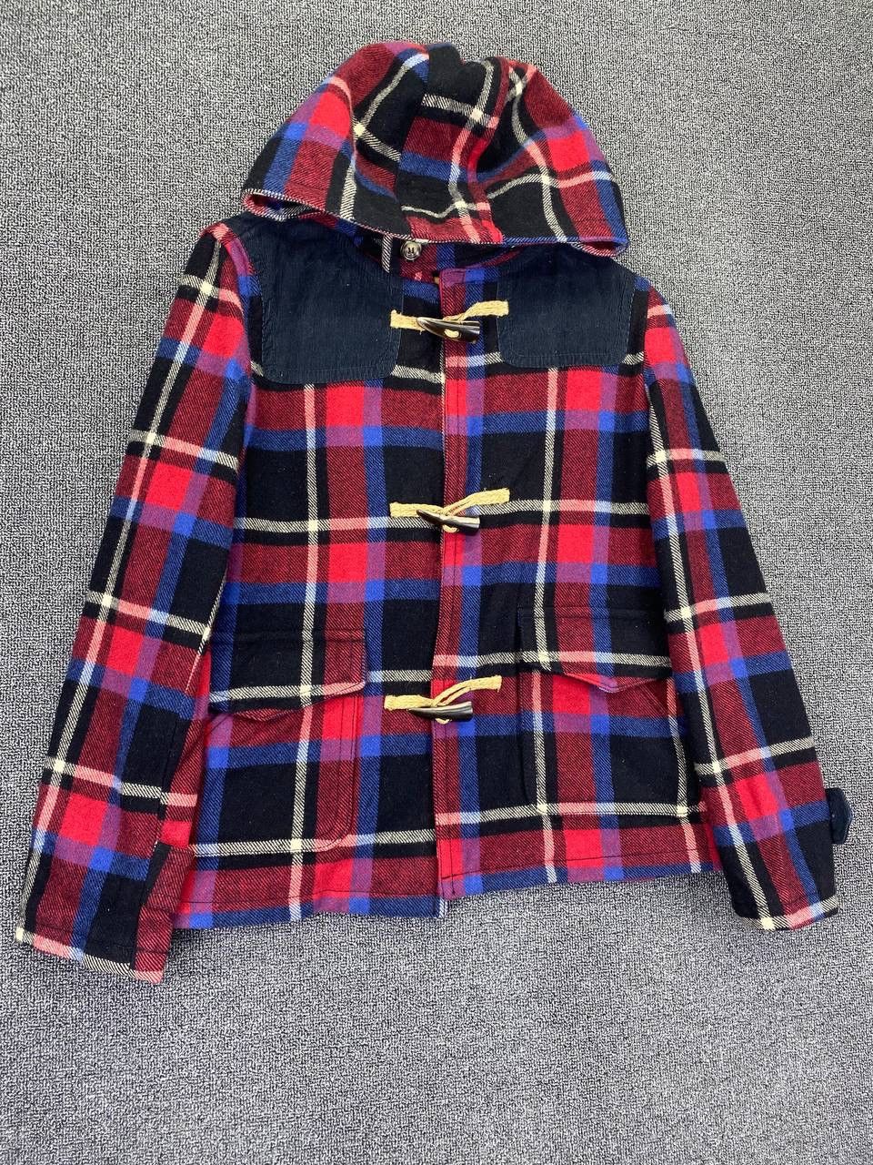 Levi's Levis Checkered Plaid Wool Duffle Coats Hooded Jacket Size M / US 6-8 / IT 42-44 - 2 Thumbnail