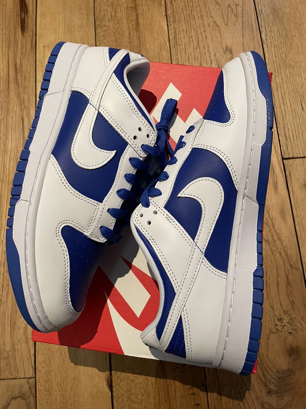 image of Nike Dunk Low Retro Racer Blue 2022 Shoes in Racer Blue/White, Men's (Size 9.5)