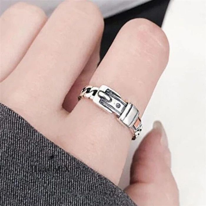 Jewelry Silver Color Belt Buckle Open Ring Size ONE SIZE - 3 Thumbnail
