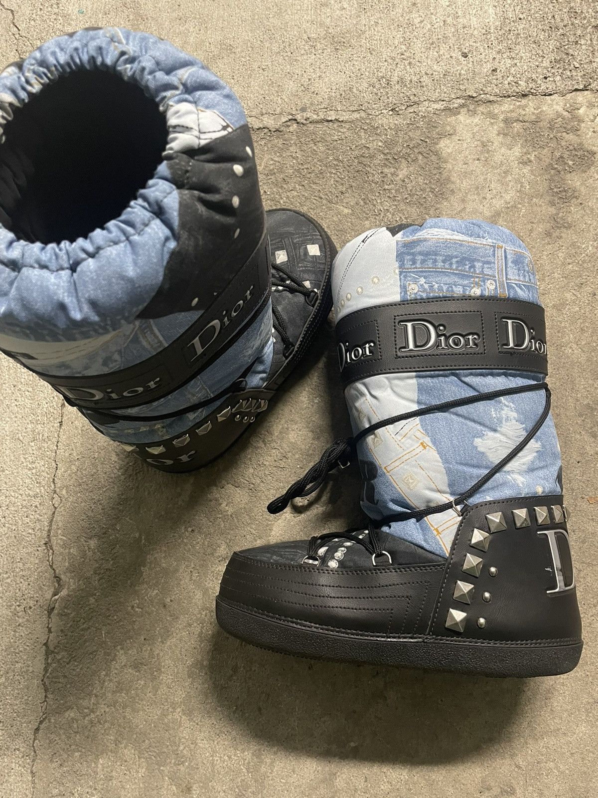 Dior 2006 Dior Galliano Denim Print Moon Boots Size US 9 / IT 39 - 2 Thumbnail