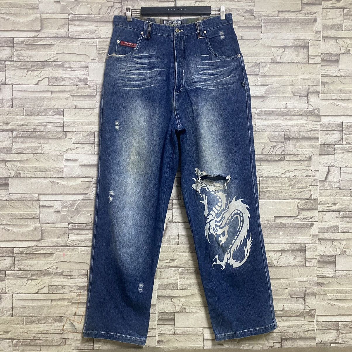 Dogtown Vintage Dogtown Black Dragon Denim Baggy Jeans Size US 33 - 4 Thumbnail