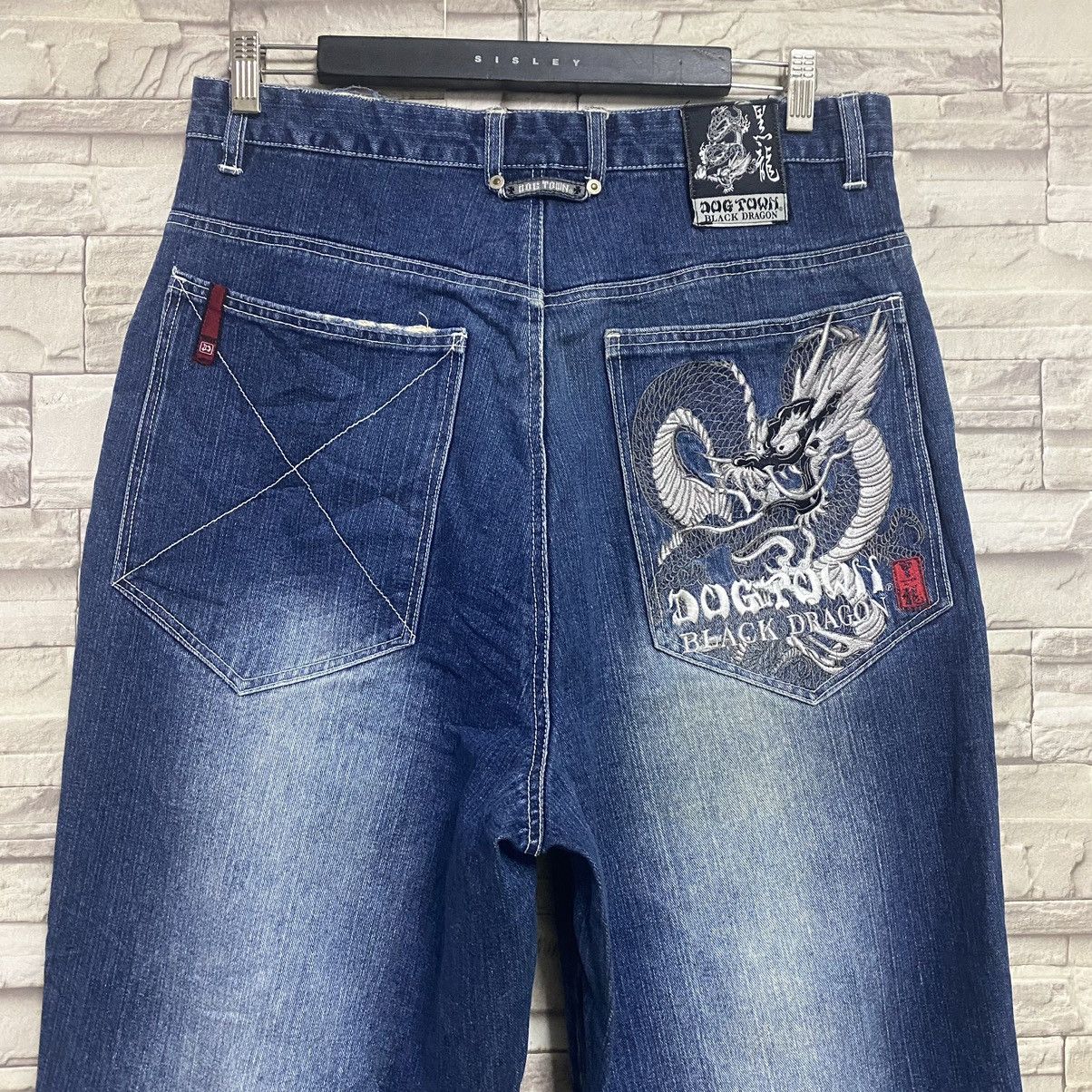 Dogtown Vintage Dogtown Black Dragon Denim Baggy Jeans Size US 33 - 14 Thumbnail