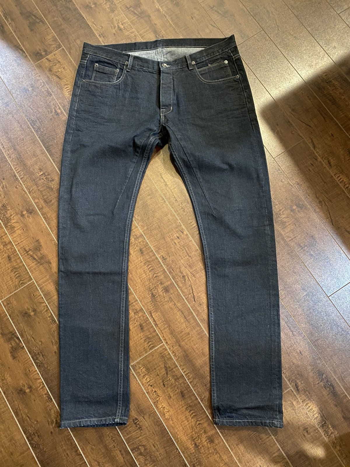 image of Rick Owens Detroit Cut Denim in Blue Black, Men's (Size 36)