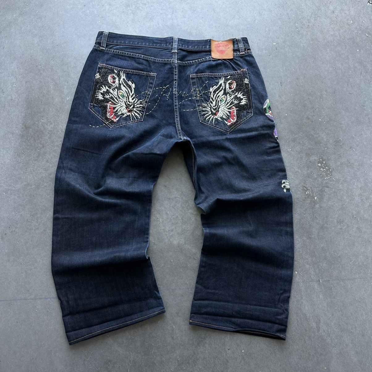 Crazy Vintage Y2K Baggy Jeans Ed Hardy Wide Leg JNCO Skater