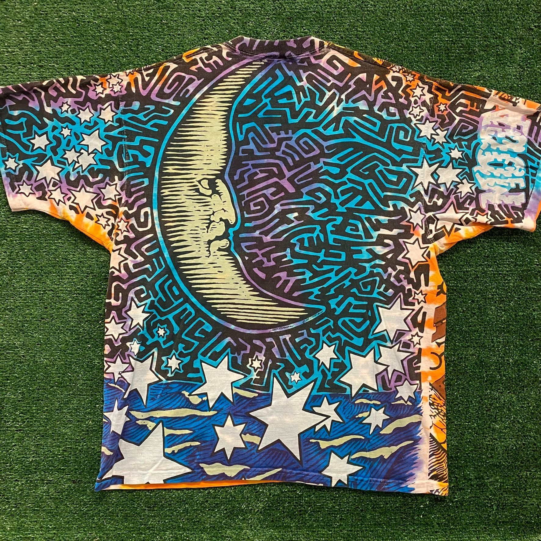 Liquid Blue Crazy Vintage 90s Baggy Liquid Blue Zodiac Sun AOP T-Shirt Size US L / EU 52-54 / 3 - 3 Thumbnail