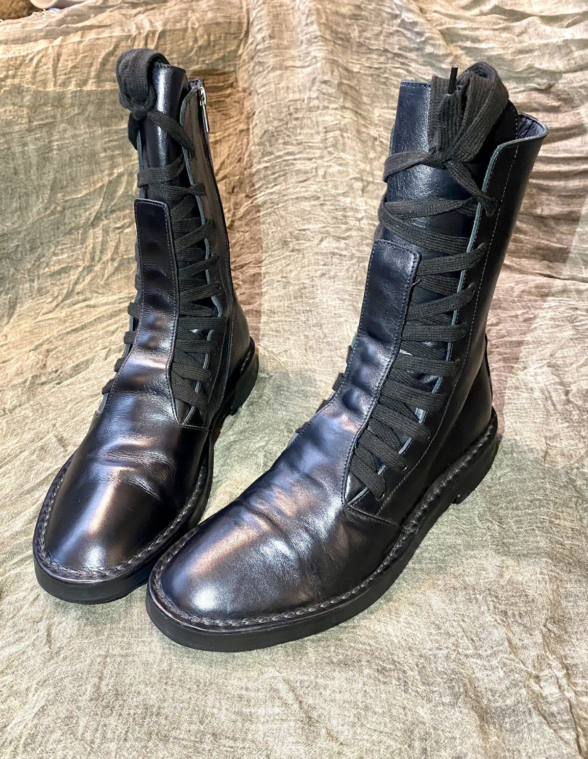 Ann Demeulemeester Ann Demeulemeester black leather boots double lace 41 Size US 11 / IT 41 - 1 Thumbnail
