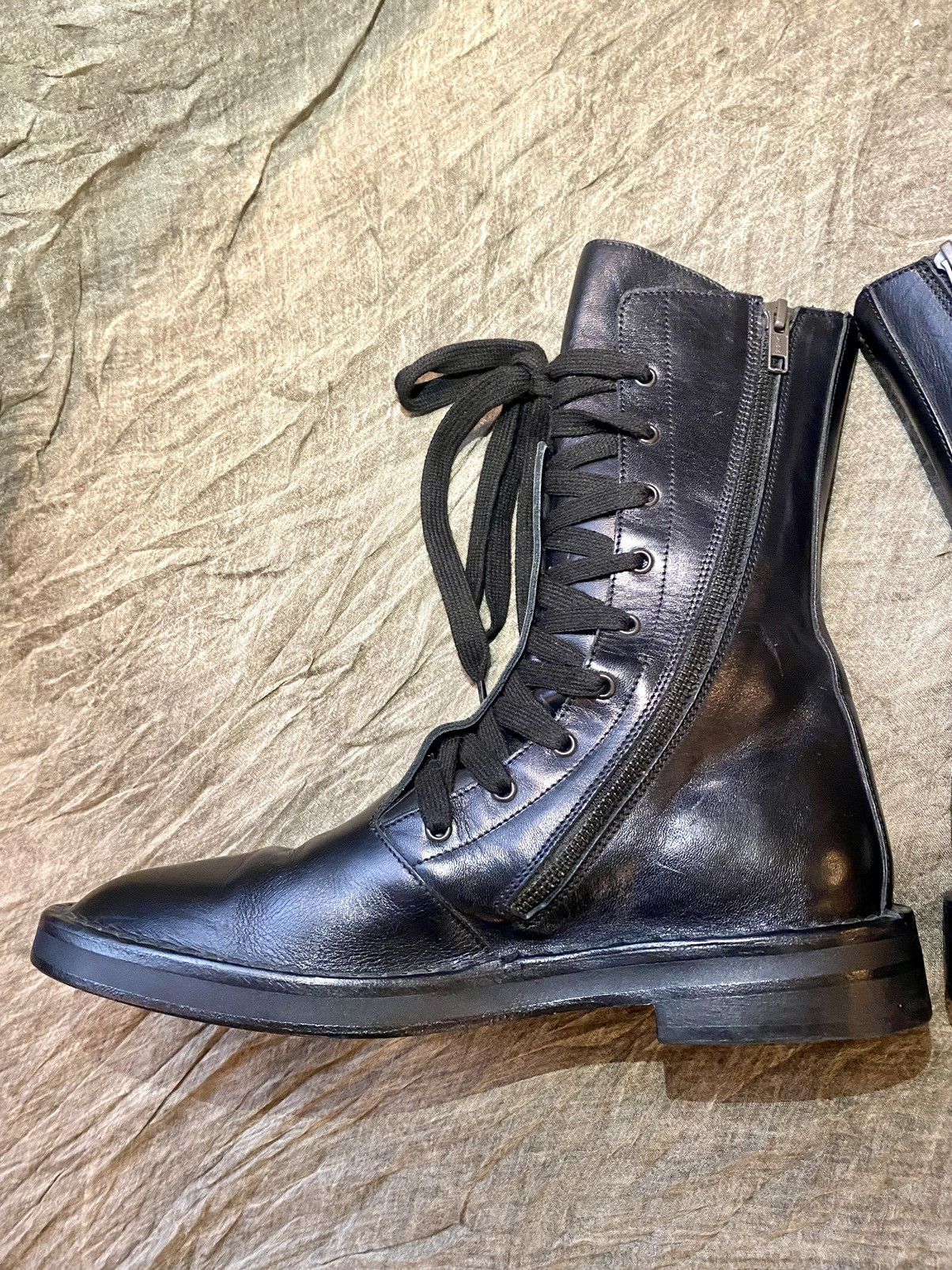 Ann Demeulemeester Ann Demeulemeester black leather boots double lace 41 Size US 11 / IT 41 - 5 Thumbnail