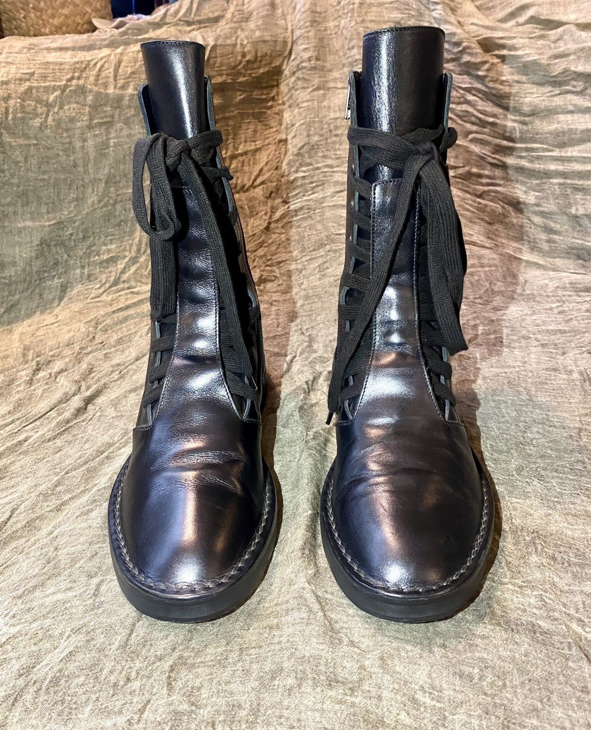 Ann Demeulemeester Ann Demeulemeester black leather boots double lace 41 Size US 11 / IT 41 - 7 Thumbnail