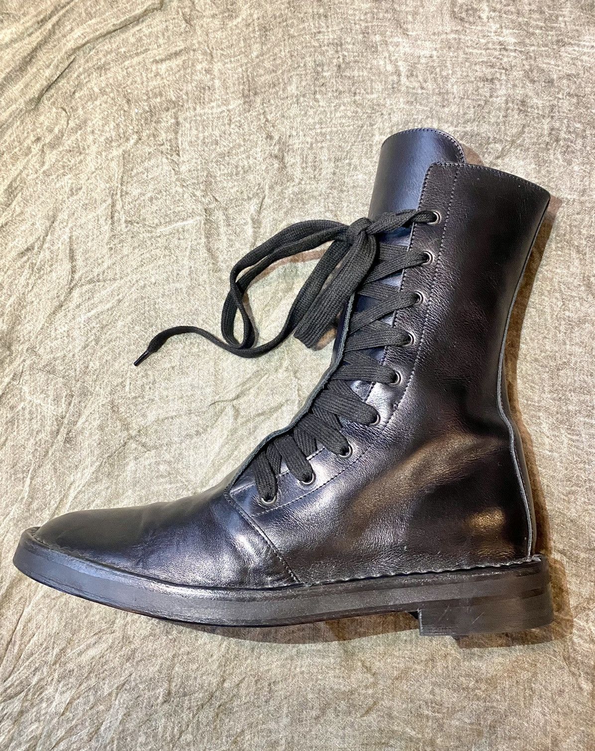 Ann Demeulemeester Ann Demeulemeester black leather boots double lace 41 Size US 11 / IT 41 - 4 Thumbnail