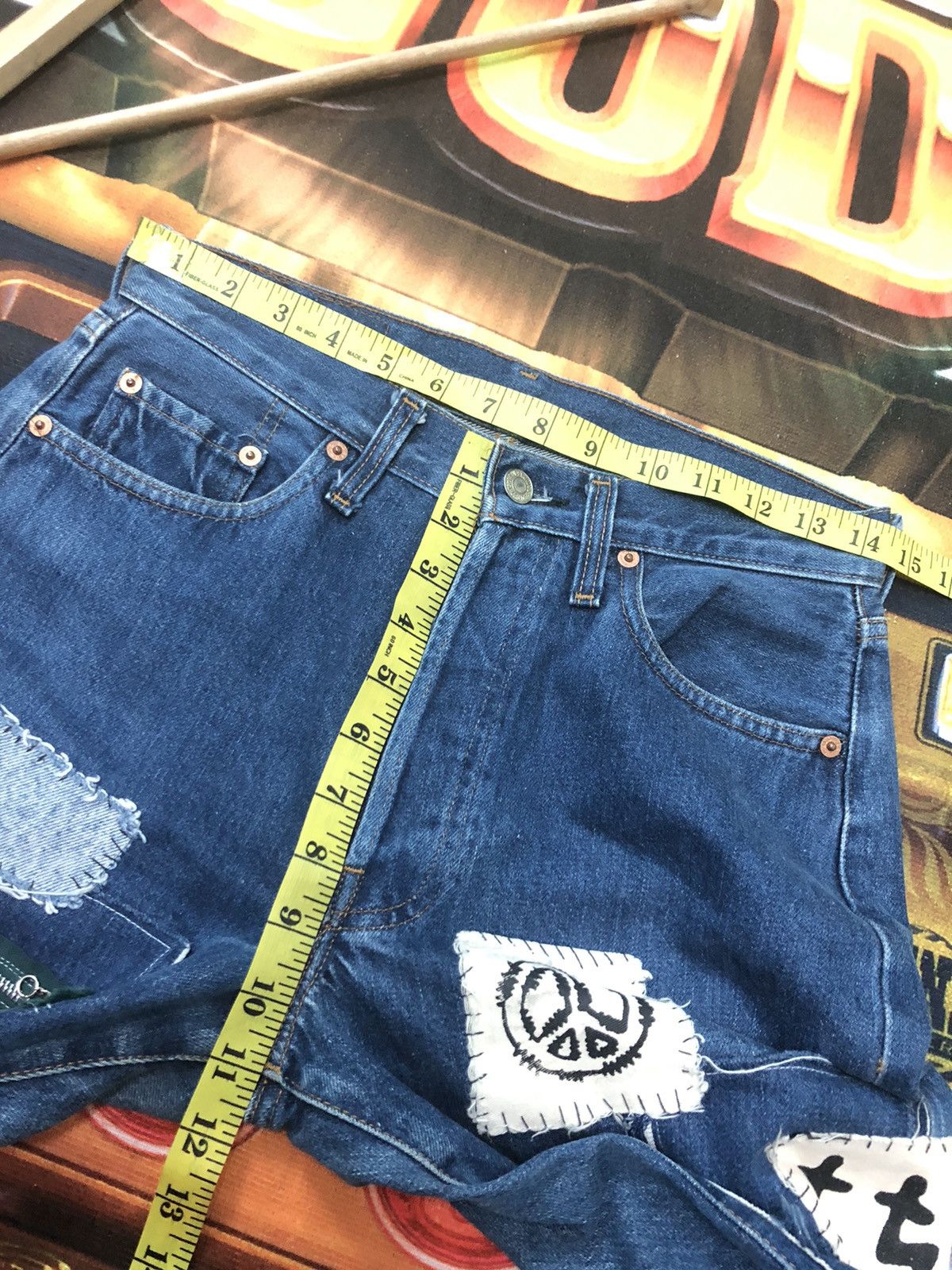 Levi's × Vintage RARE🔥ONLY 1 VINTAGE 1993 LEVIS 501 CUSTOM PATCHWORK SELVEDGE Size US 29 - 16 Thumbnail