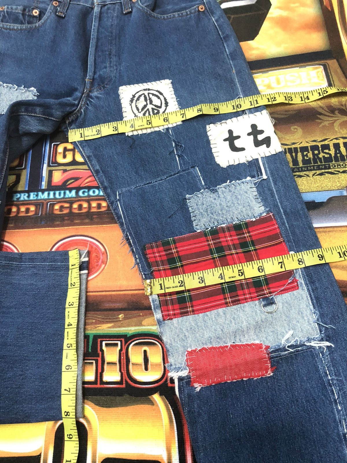 Levi's × Vintage RARE🔥ONLY 1 VINTAGE 1993 LEVIS 501 CUSTOM PATCHWORK SELVEDGE Size US 29 - 18 Thumbnail