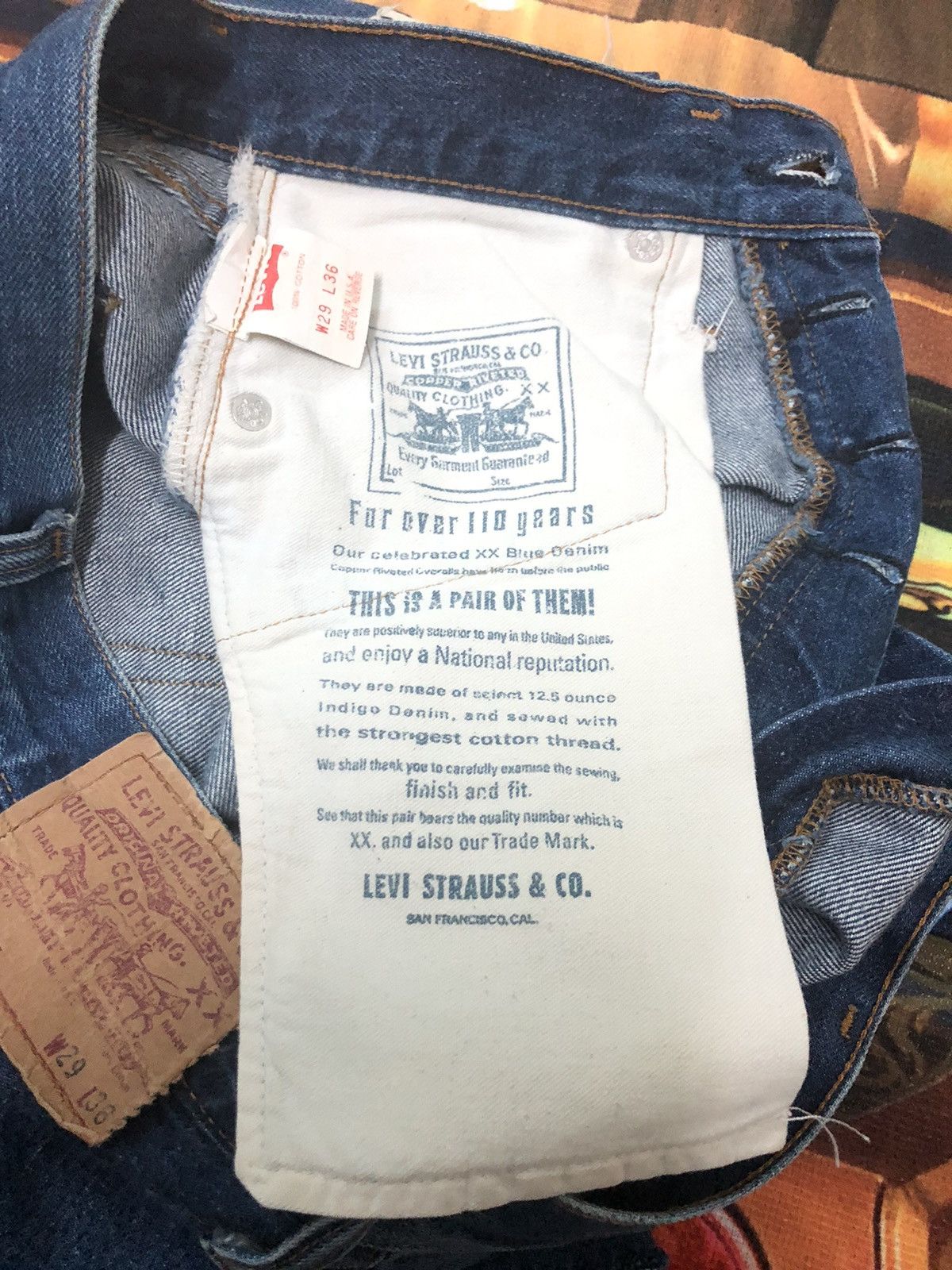 Levi's × Vintage RARE🔥ONLY 1 VINTAGE 1993 LEVIS 501 CUSTOM PATCHWORK SELVEDGE Size US 29 - 7 Thumbnail