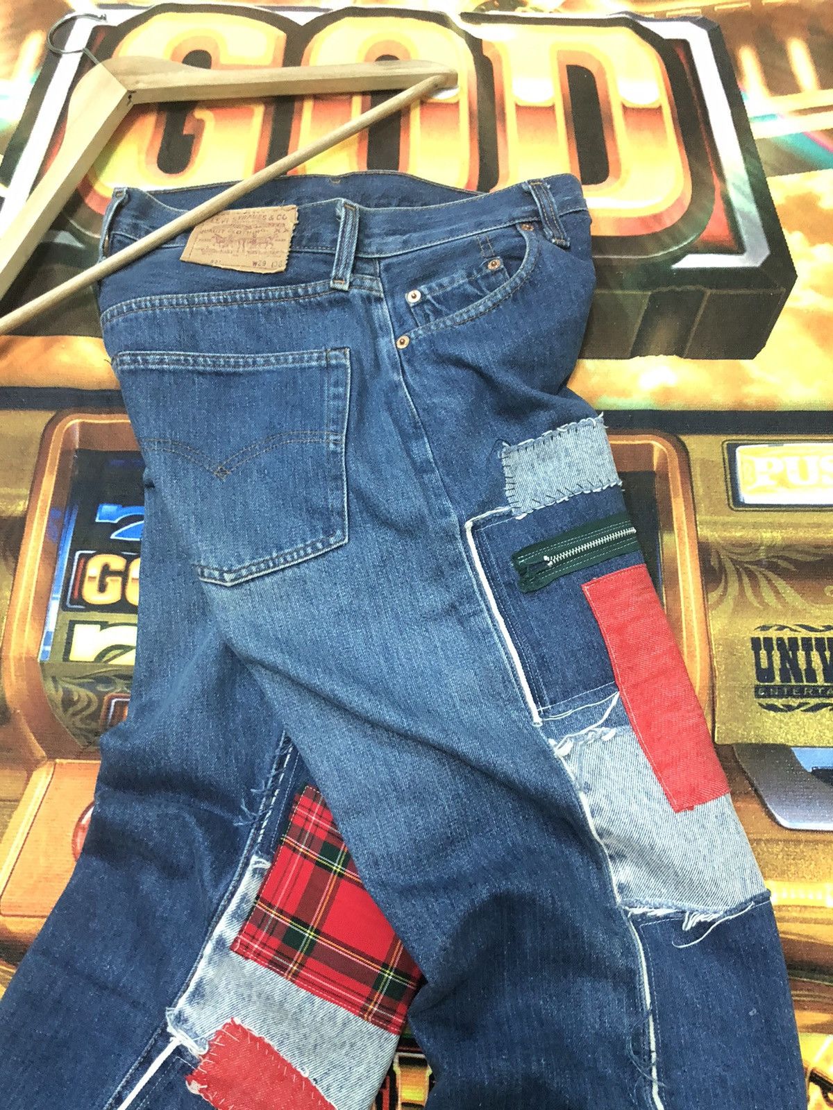 Levi's × Vintage RARE🔥ONLY 1 VINTAGE 1993 LEVIS 501 CUSTOM PATCHWORK SELVEDGE Size US 29 - 15 Thumbnail