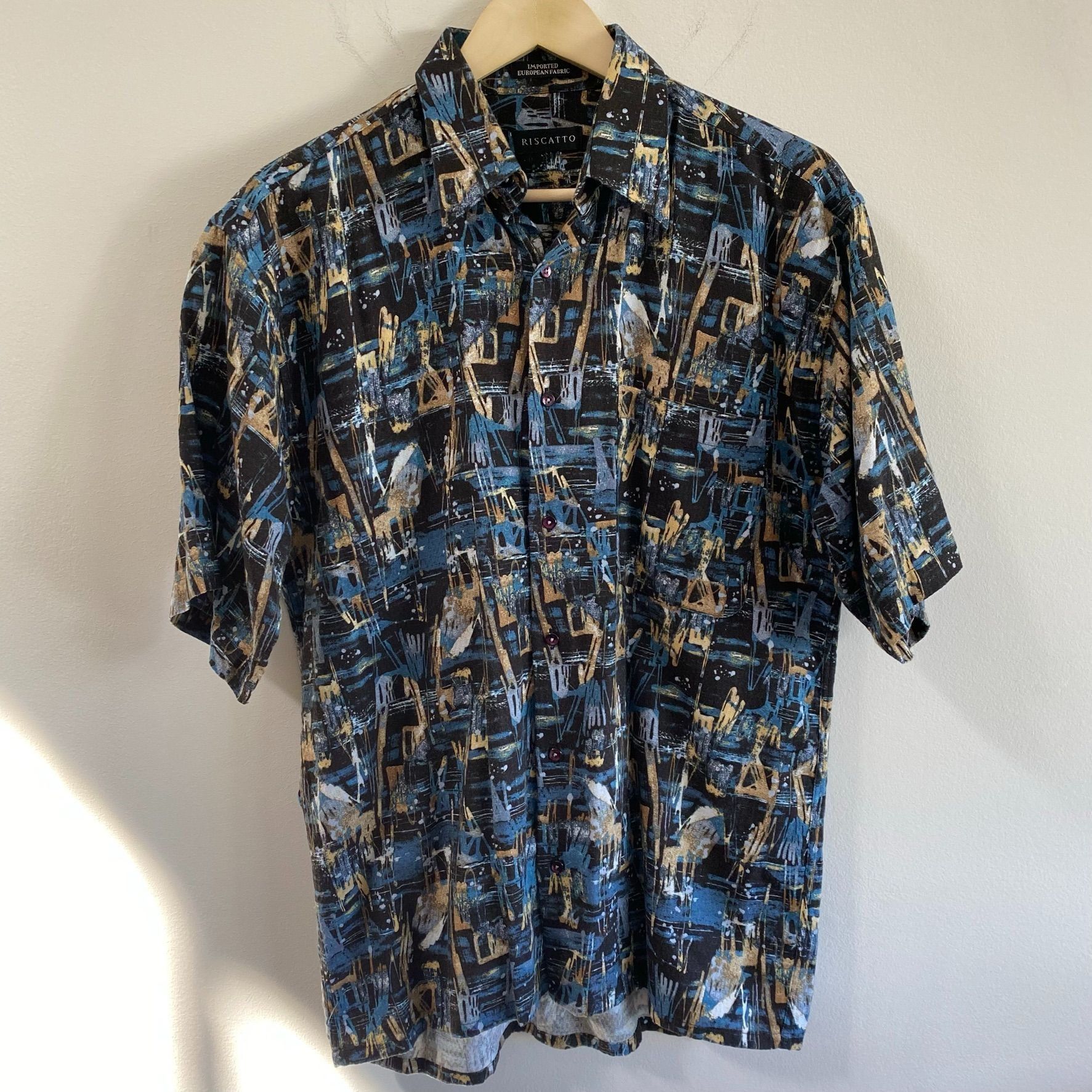 Vintage Black Abstract Geometric Button Up Casual Shirt Size US M / EU 48-50 / 2 - 1 Thumbnail