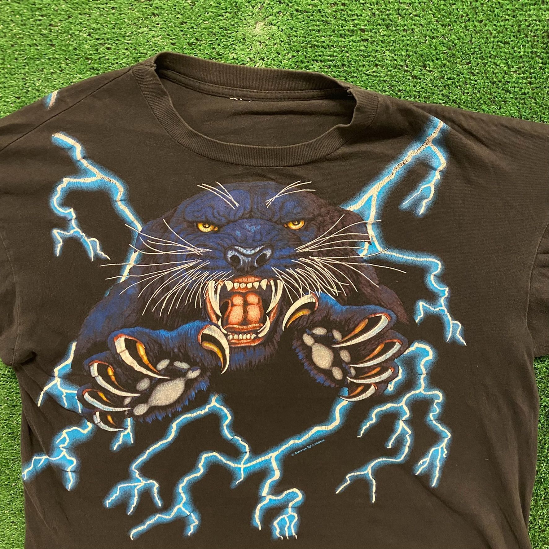 Vintage Crazy Vintage 90s Black Panther American Thunder T-Shirt Size US XL / EU 56 / 4 - 2 Thumbnail
