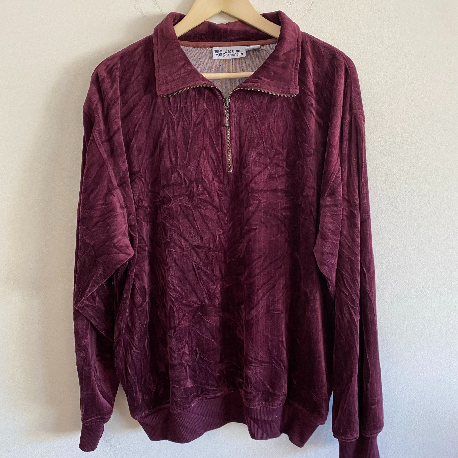 Vintage Vintage Velvet Velour Quarter Zip Pullover Sweatshirt Size US XL / EU 56 / 4 - 1 Thumbnail