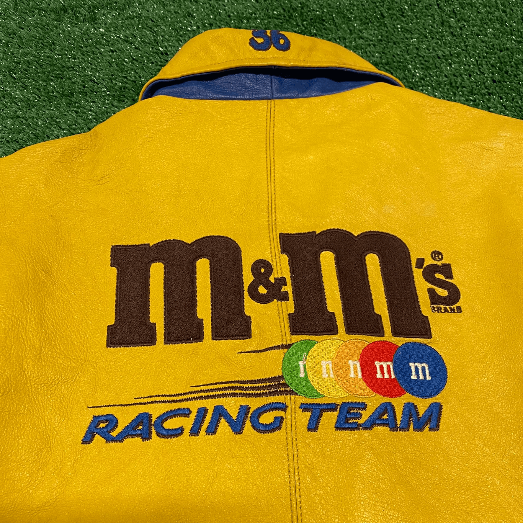 Jeff Hamilton Crazy Vintage 90s M&M's Racing Leather NASCAR Jacket Size US S / EU 44-46 / 1 - 5 Thumbnail