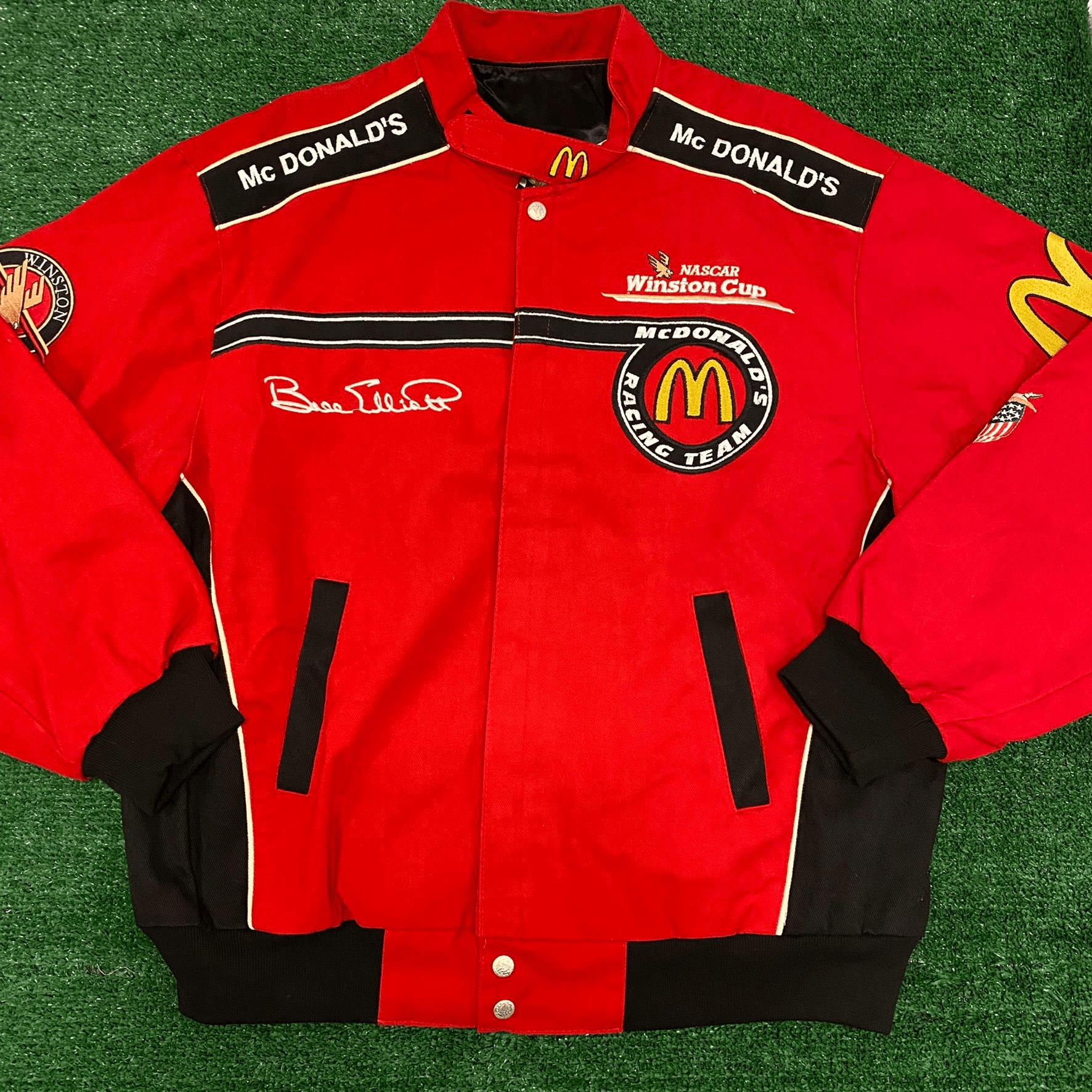 image of Jeff Hamilton x Nascar Crazy Vintage 90's Mcdonald's Racing Nascar Jacket in Red, Men's (Size XL)