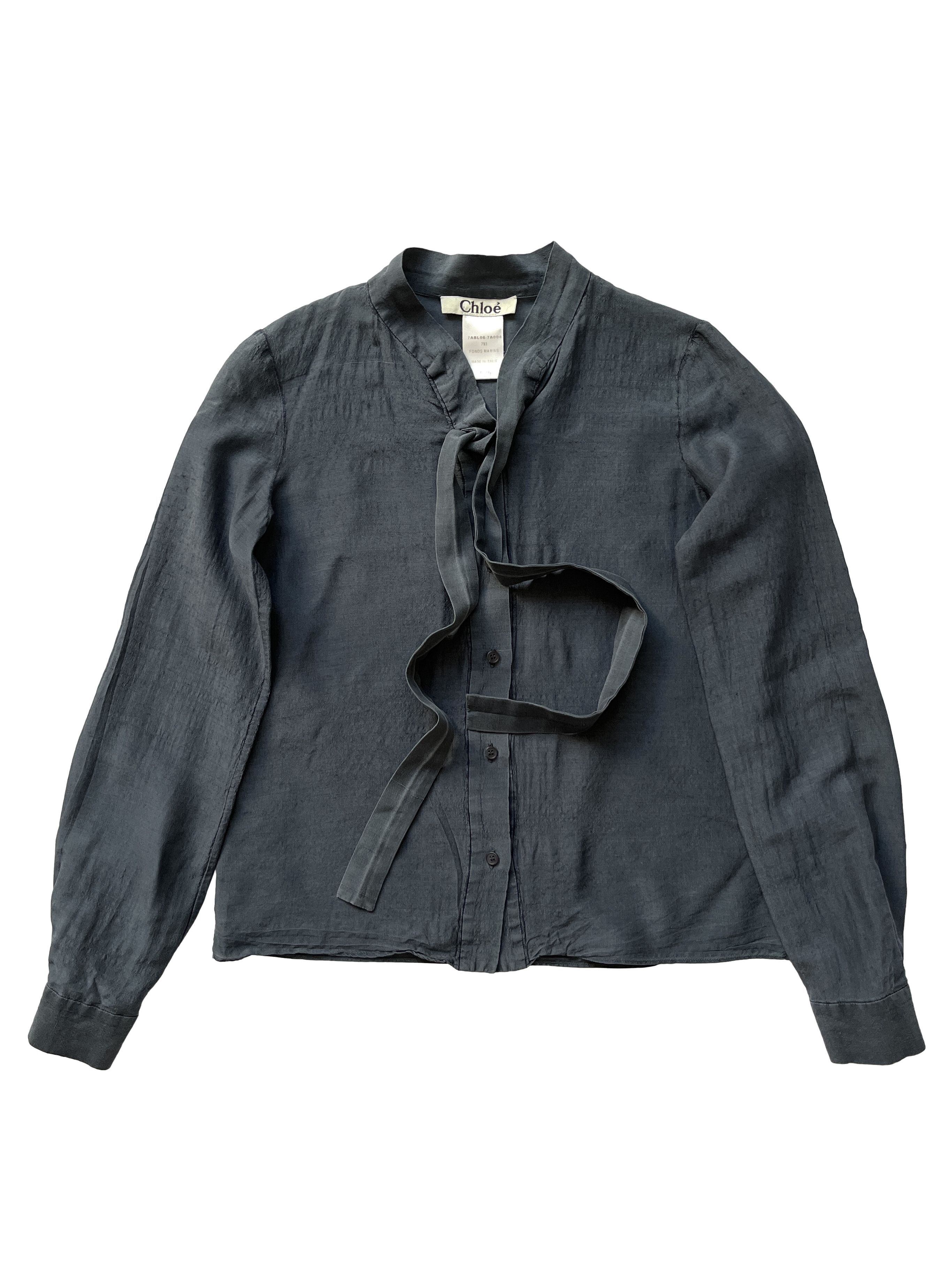 Chloe ⚡️QUICK SALE⚡️Chloe Navy Blue Blouse Pussy Bow Shirt Size S / US 4 / IT 40 - 1 Thumbnail