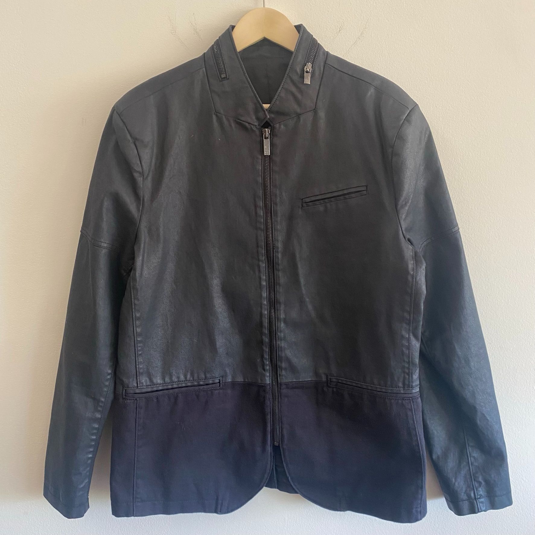 Kenneth Cole Vintage Y2K Kenneth Cole Waxed Denim Biker Jacket Size US L / EU 52-54 / 3 - 1 Thumbnail