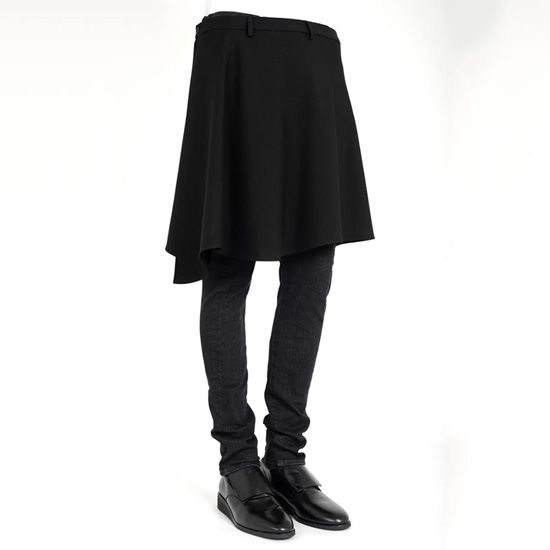 Pre-owned Lad Musician Wool Gabardine Skirt In Black