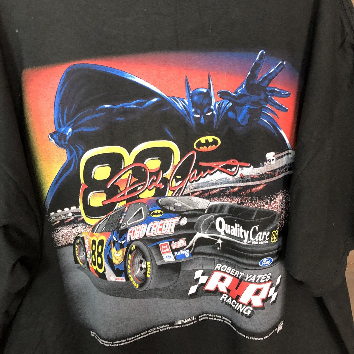 DC Comics 1998 Batman X Nascar X Ford X Dale Jarret vintage tee #3476 Size US XXL / EU 58 / 5 - 13 Thumbnail