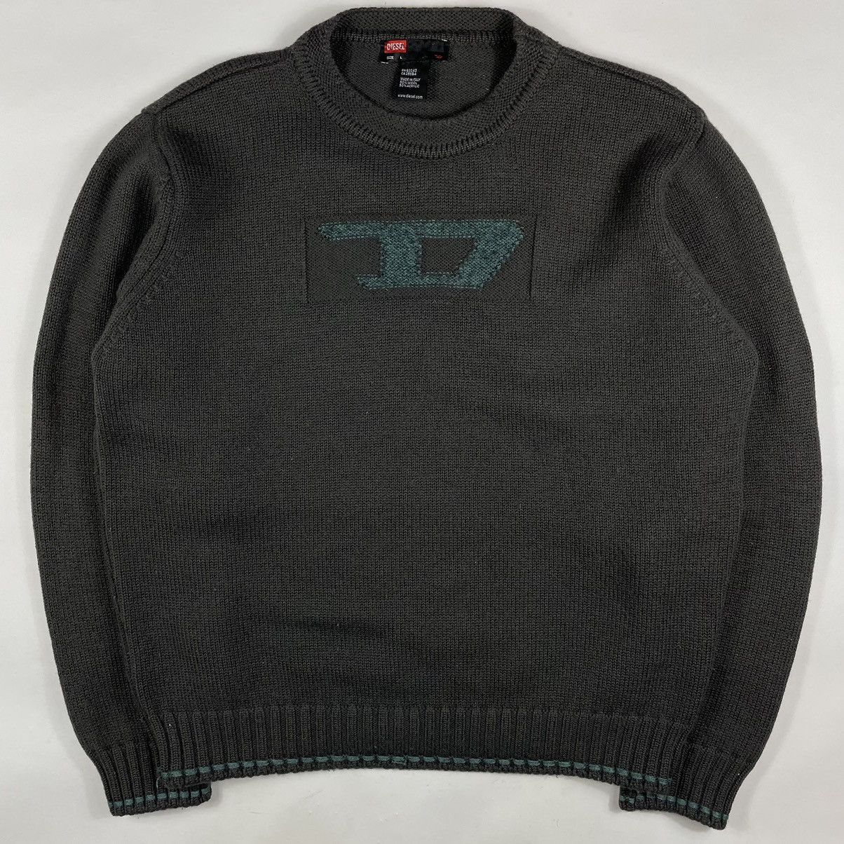 image of Diesel Vintage Sweater Y2K D Logo in Grey, Men's (Size Medium)
