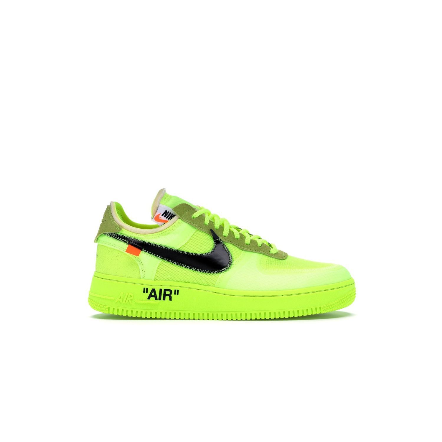 image of Nike X Off-White "the 10" Air Force 1 Low Volt/black Shoes in Highlighter Yellow, Men's (Size 5)