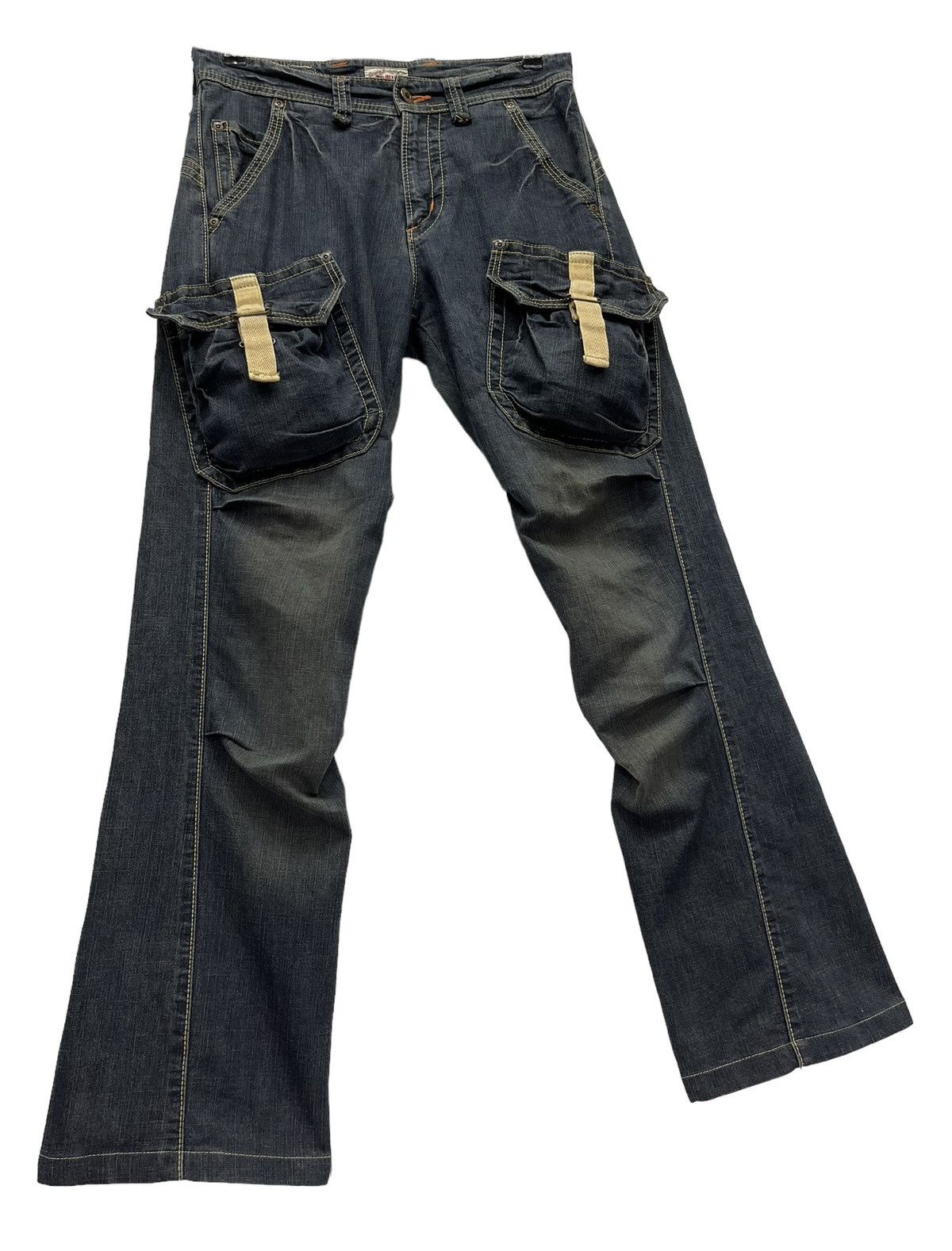 Edwin × Vintage 🔥Vtg EDWIN 3D Pocket Rusty Bush Cargo Stretch Denim Flared Size US 30 / EU 46 - 1 Thumbnail
