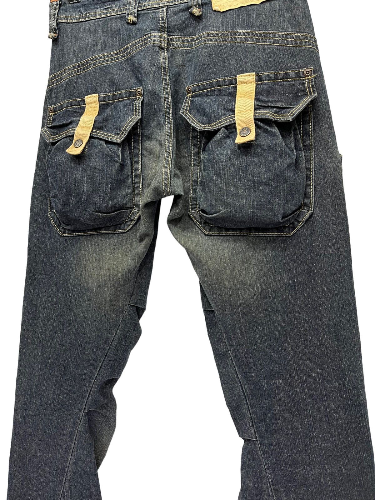 Edwin × Vintage 🔥Vtg EDWIN 3D Pocket Rusty Bush Cargo Stretch Denim Flared Size US 30 / EU 46 - 9 Thumbnail