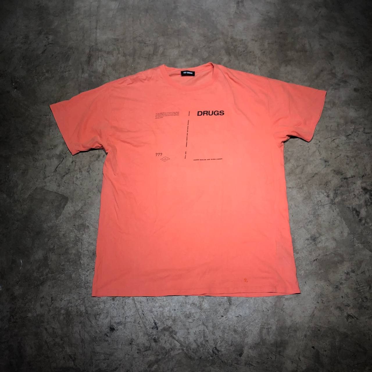 image of Raf Simons Aw18 Drugs Tee in Orange, Men's (Size Large)