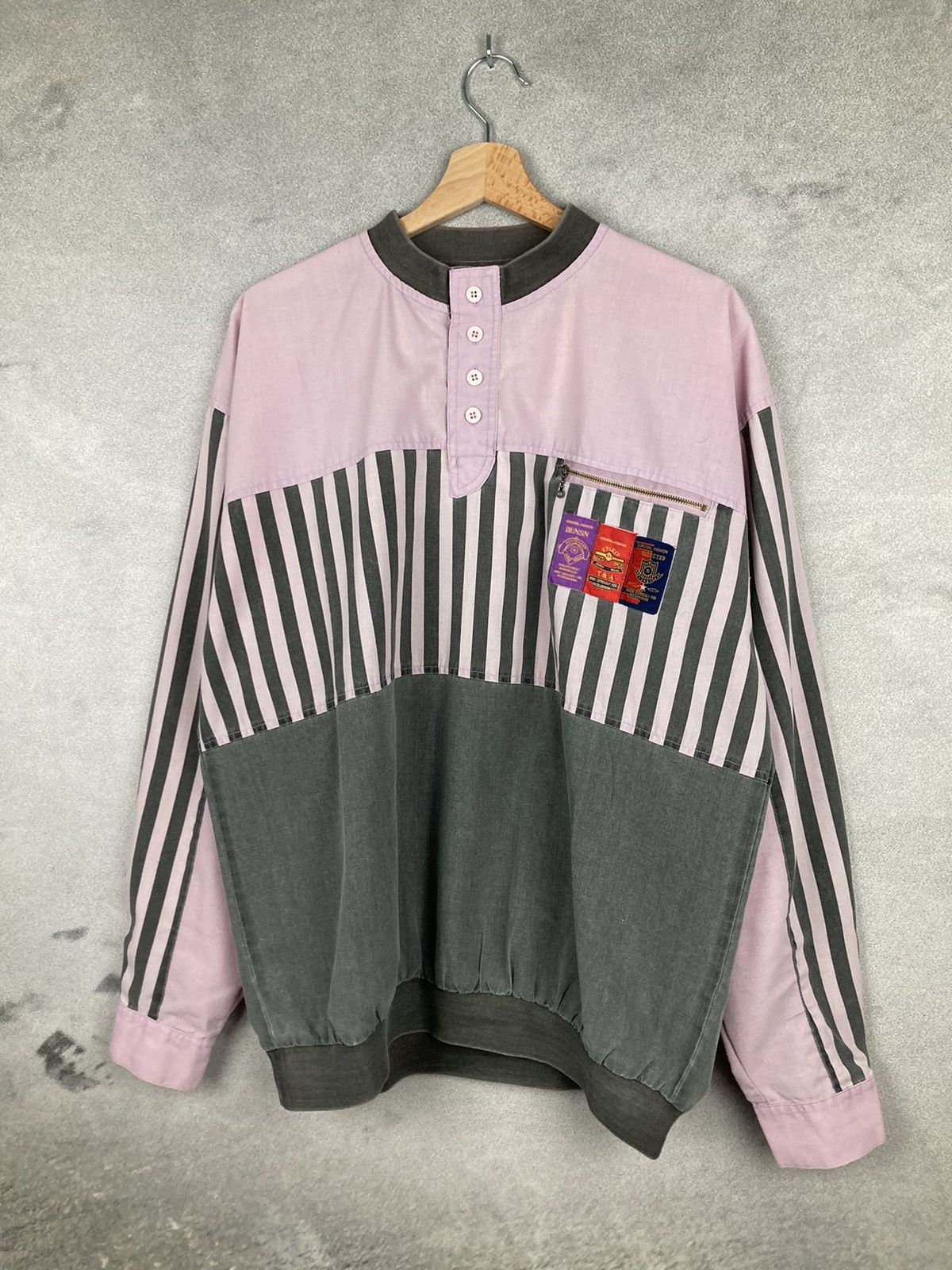 Vintage Vintage Pink Half Zip Sweatshirt 90s Retro Size US L / EU 52-54 / 3 - 2 Thumbnail