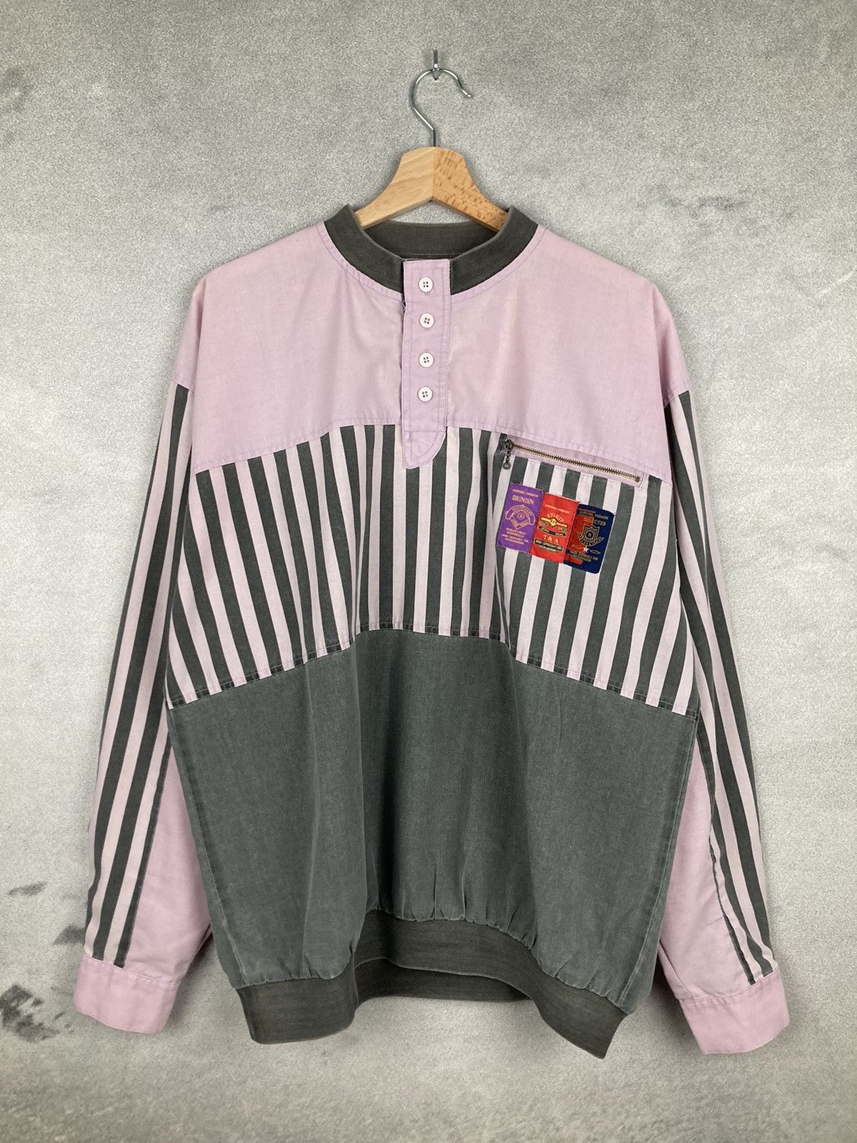 Vintage Vintage Pink Half Zip Sweatshirt 90s Retro Size US L / EU 52-54 / 3 - 1 Thumbnail