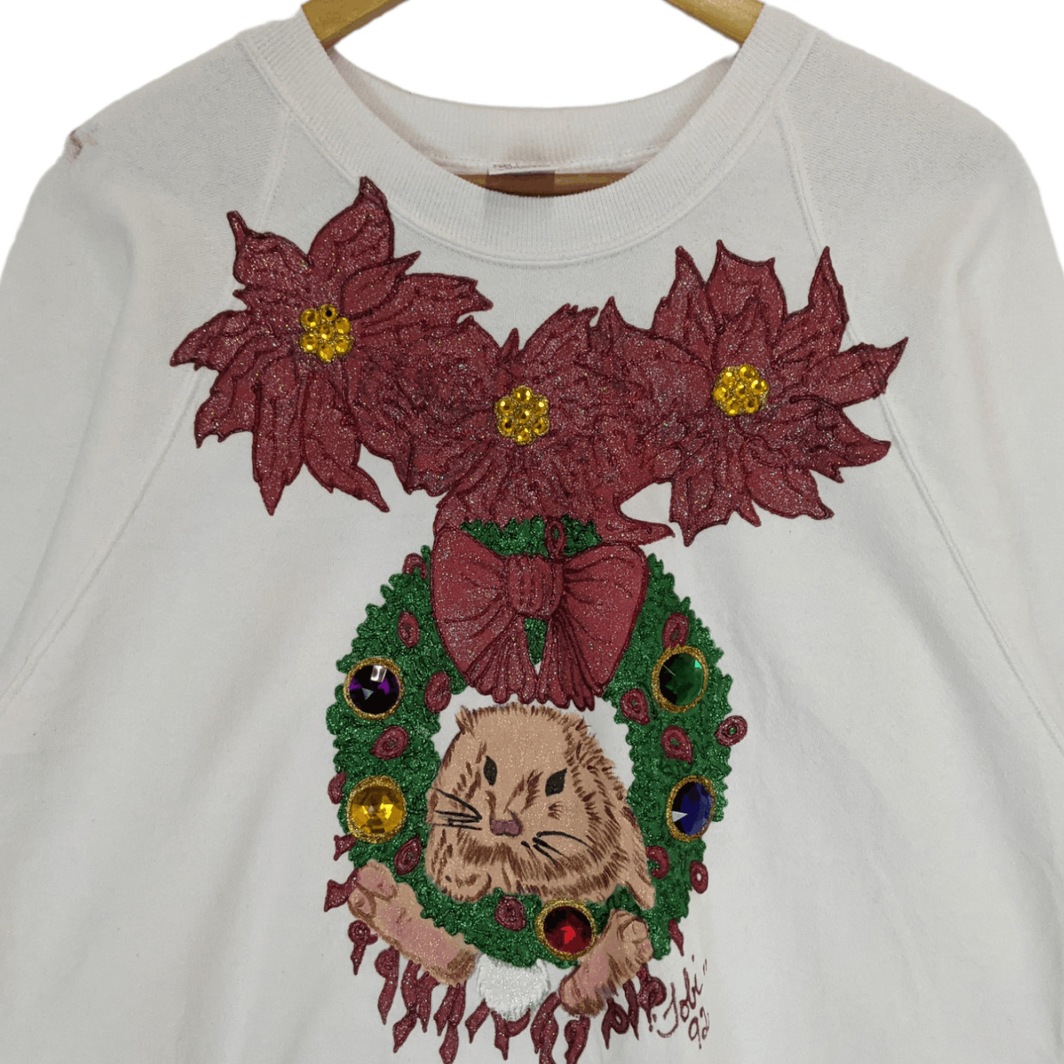 Jerzees Vintage 90's JERZEES Flower Animal Graphic Jumper Sweatshirt Size US XXL / EU 58 / 5 - 4 Thumbnail