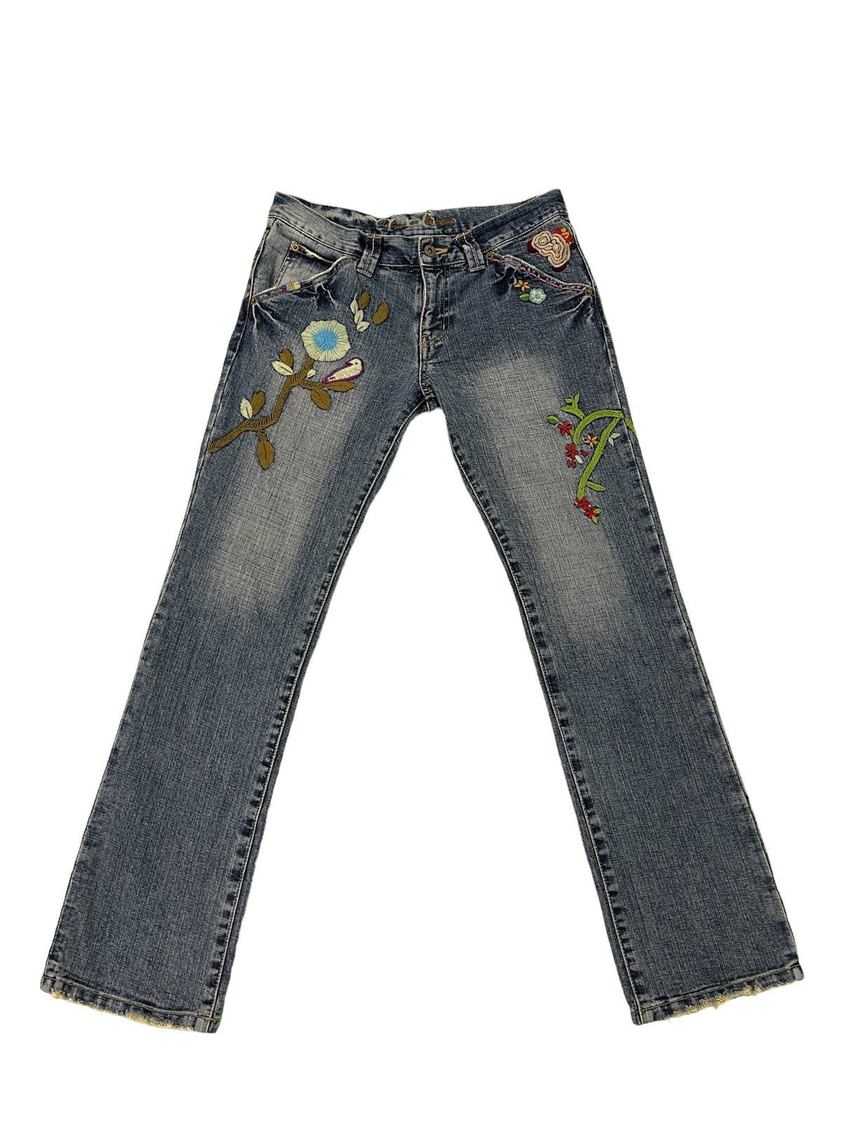 Japanese Brand Embroydery Jeans As Know As De Base Low Rise Denim 2🟦3 Size US 31 - 10 Thumbnail