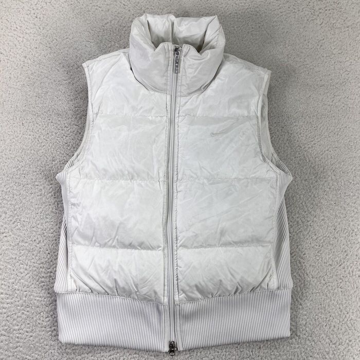 Nike Nike Puffer Vest Womens Large 1214 White Down Full Zip Swoosh