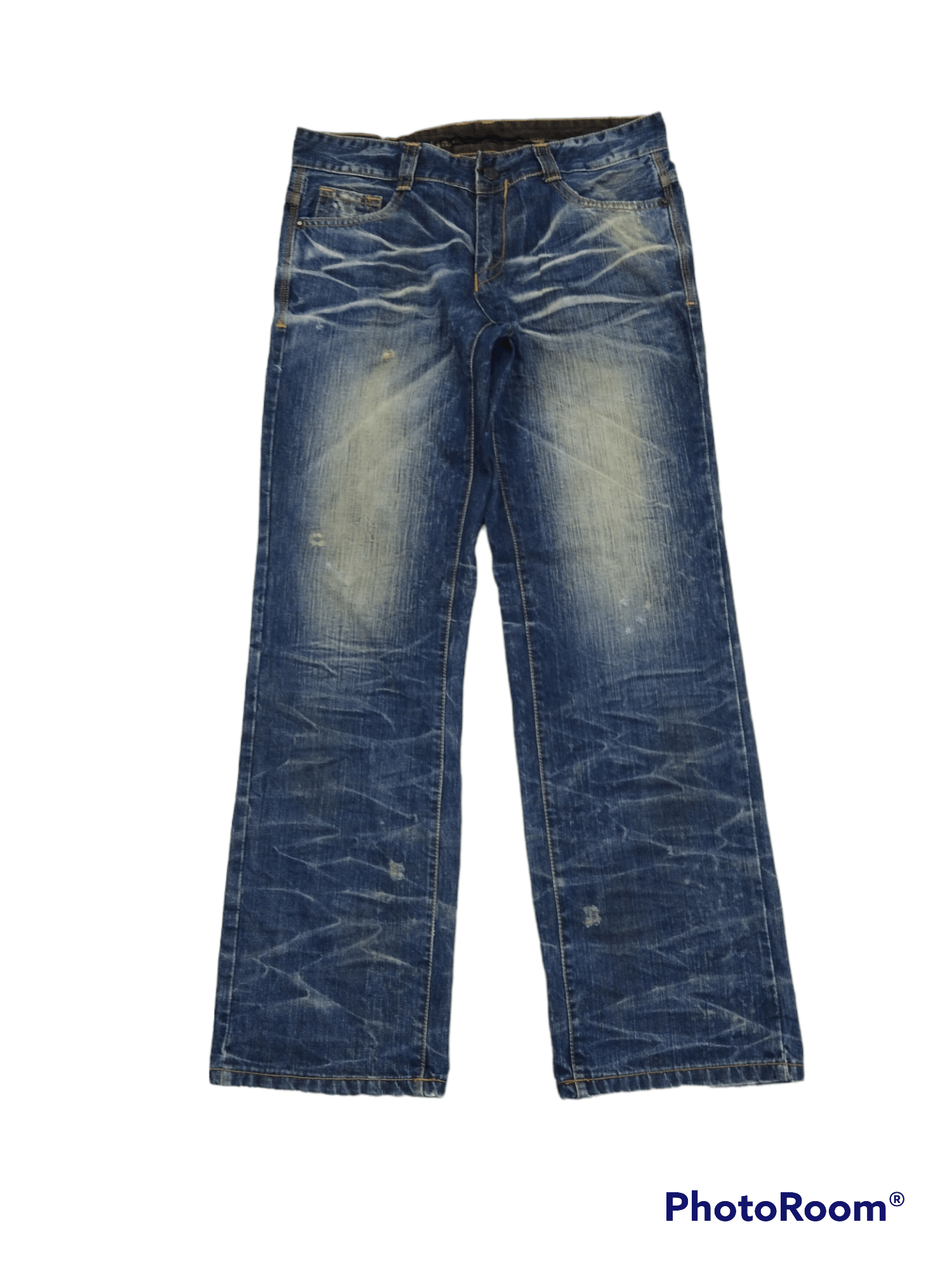 image of Distressed Denim x Hype Super Sick A.v.h A Vintage Hwan Denim Pants in Blue Distressed (Size 33)