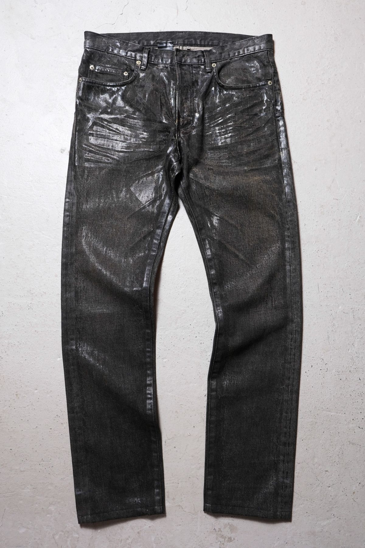 image of Dior Homme 03A/w “Luster” Waxed Denim Jeans (Sold) in Black Wax, Men's (Size 31)