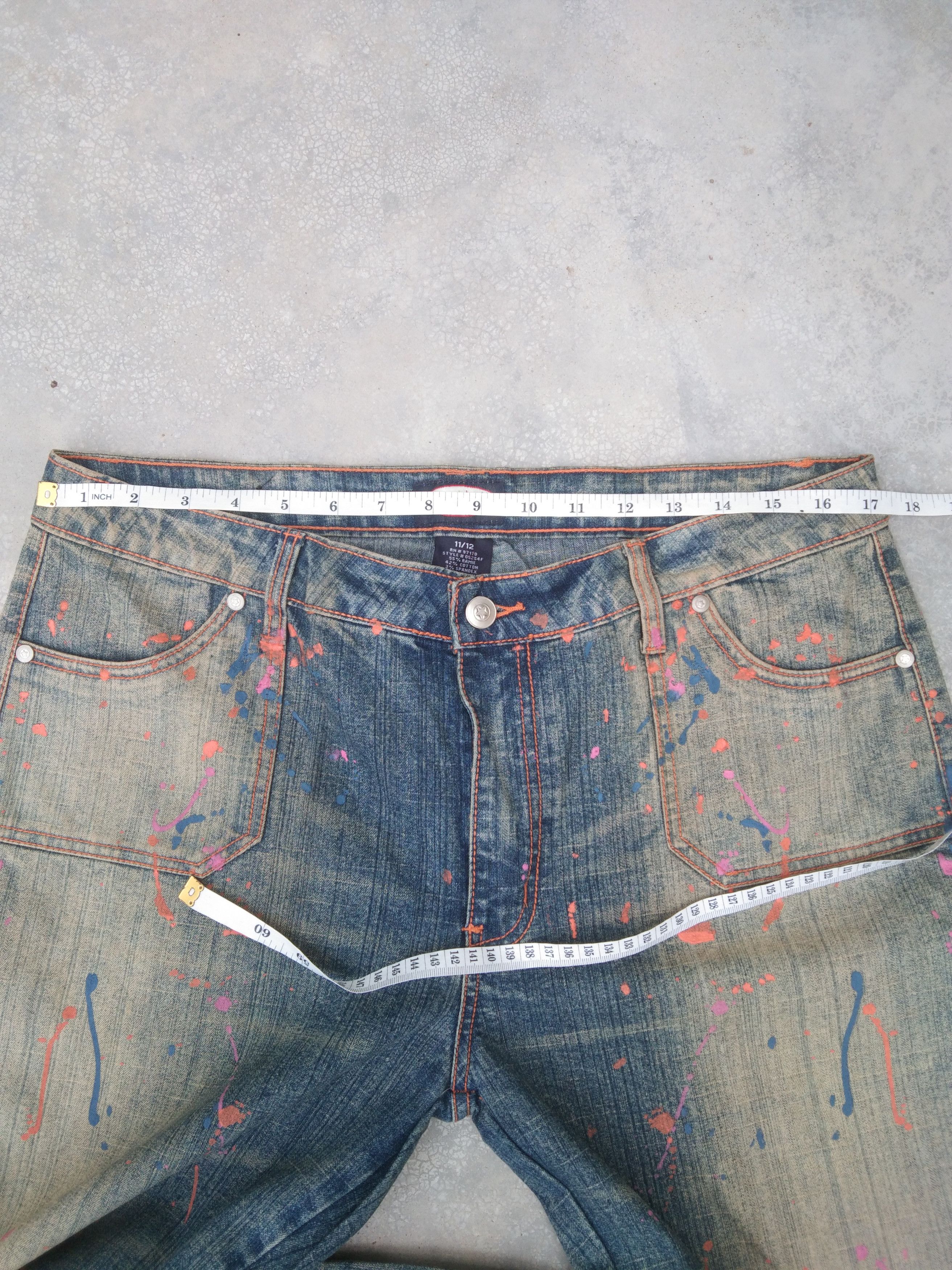 Jean Vintage Mud Wash Paint Splatter Flared Jeans 34x32 Size US 34 / EU 50 - 7 Thumbnail