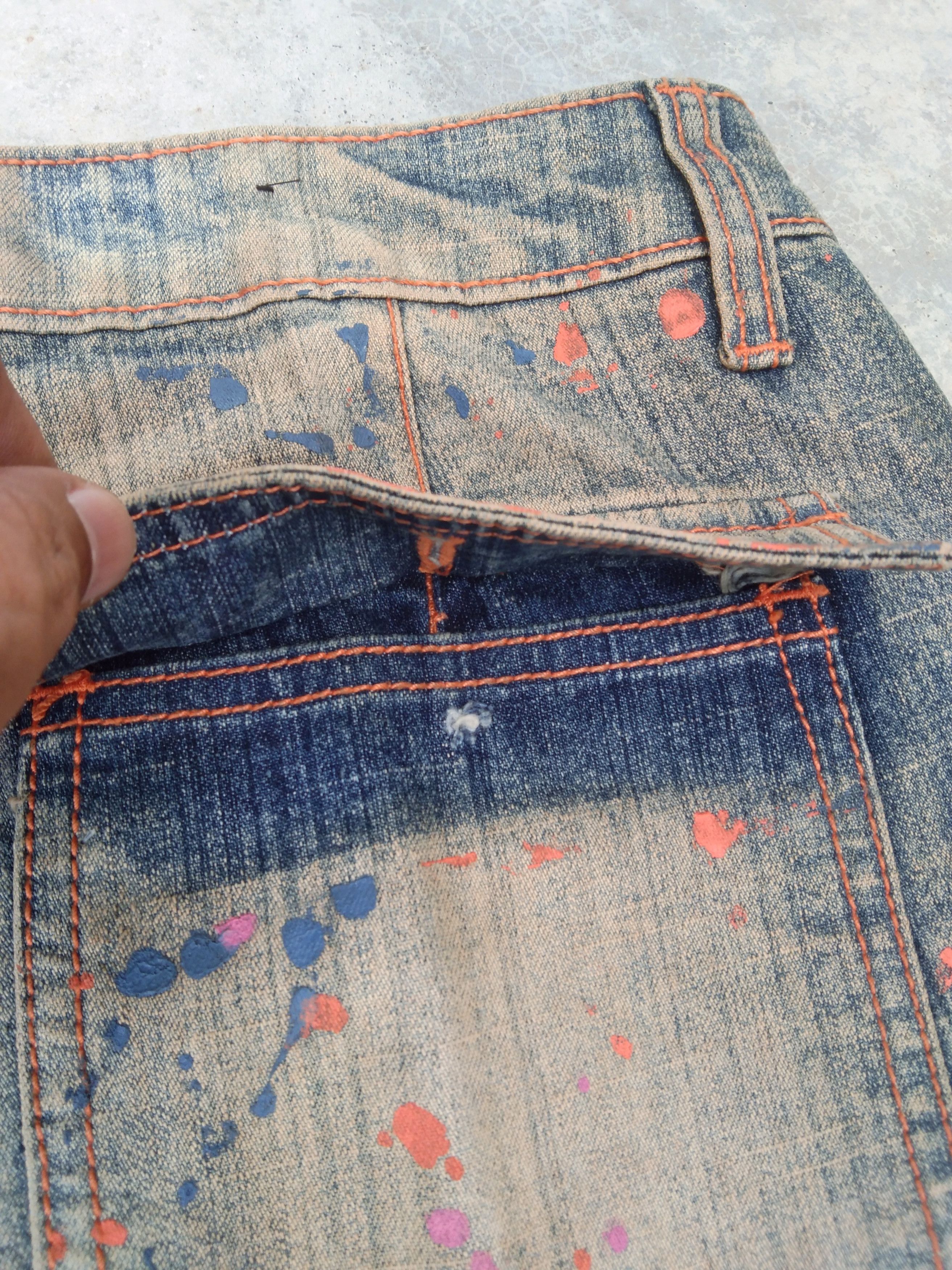 Jean Vintage Mud Wash Paint Splatter Flared Jeans 34x32 Size US 34 / EU 50 - 4 Thumbnail