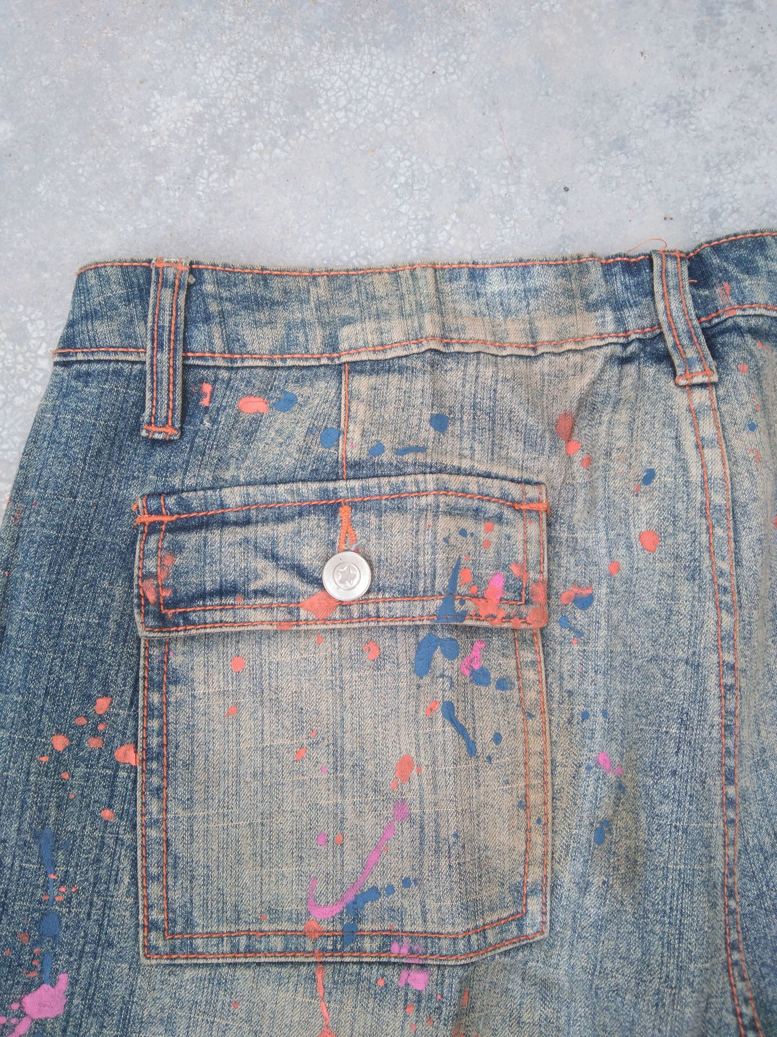 Jean Vintage Mud Wash Paint Splatter Flared Jeans 34x32 Size US 34 / EU 50 - 5 Thumbnail