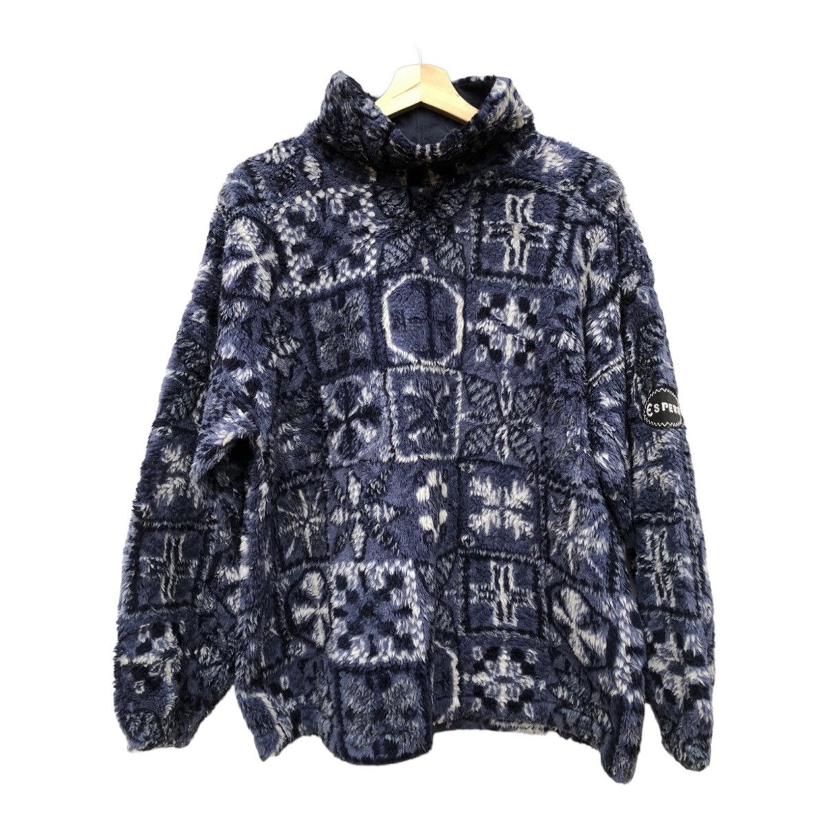 image of Coloured Cable Knit Sweater x Esperos Anorak Knitwear Sweater Espero Wool in Blue (Size Large)