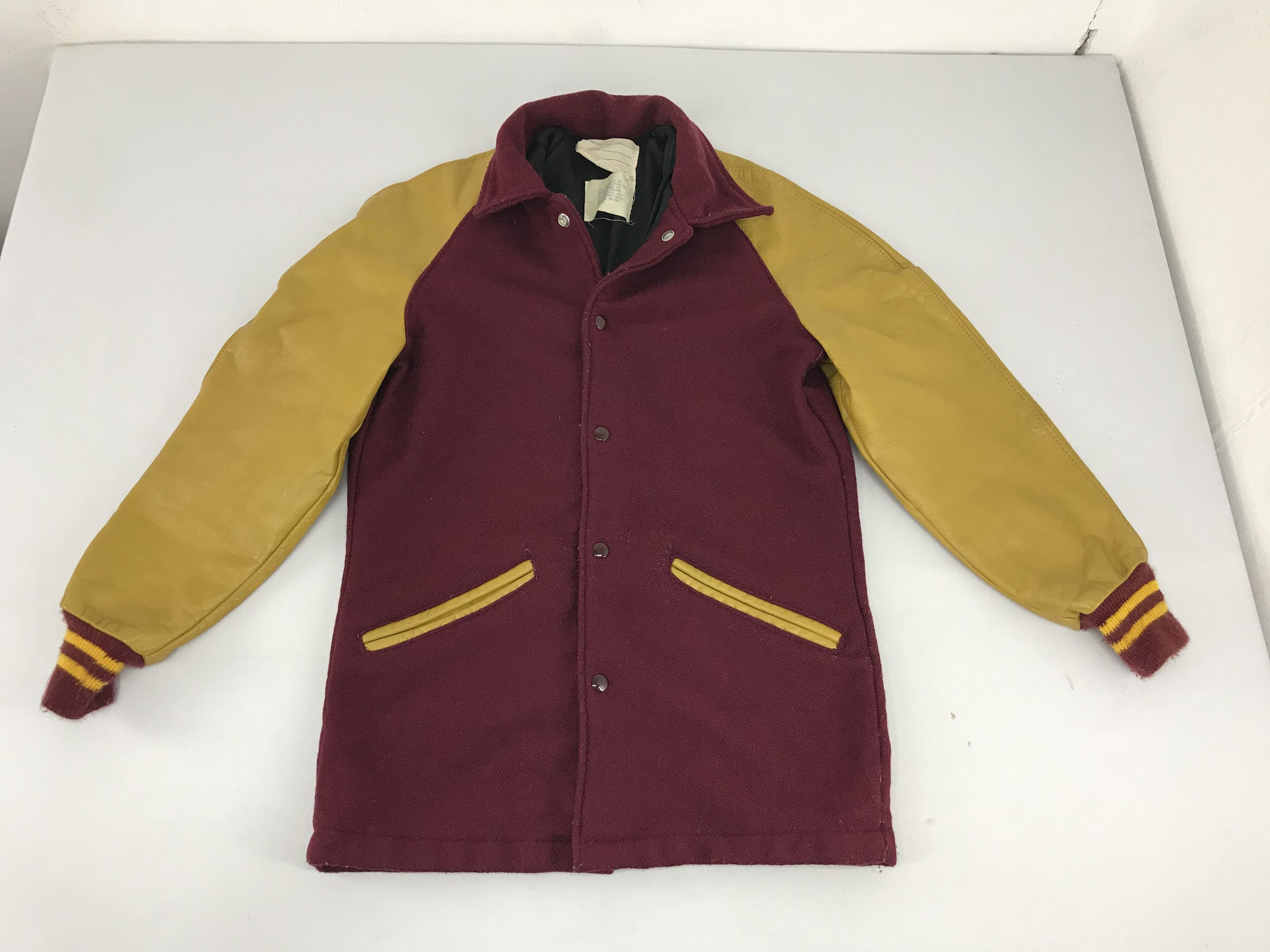 Delong × Vintage Vintage DeLong Kim Long Varsity Jacket Leather Wool Size US S / EU 44-46 / 1 - 1 Thumbnail