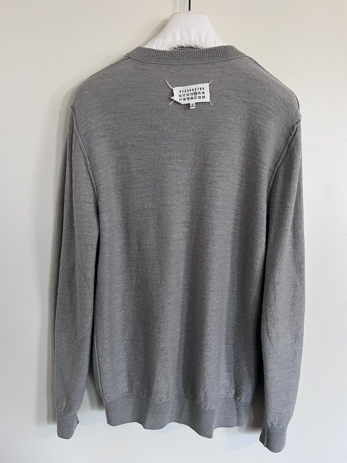 Maison Margiela FW13 Leather elbow-patch v-neck sweater/jumper, L, worn x 6 Size US L / EU 52-54 / 3 - 17 Thumbnail