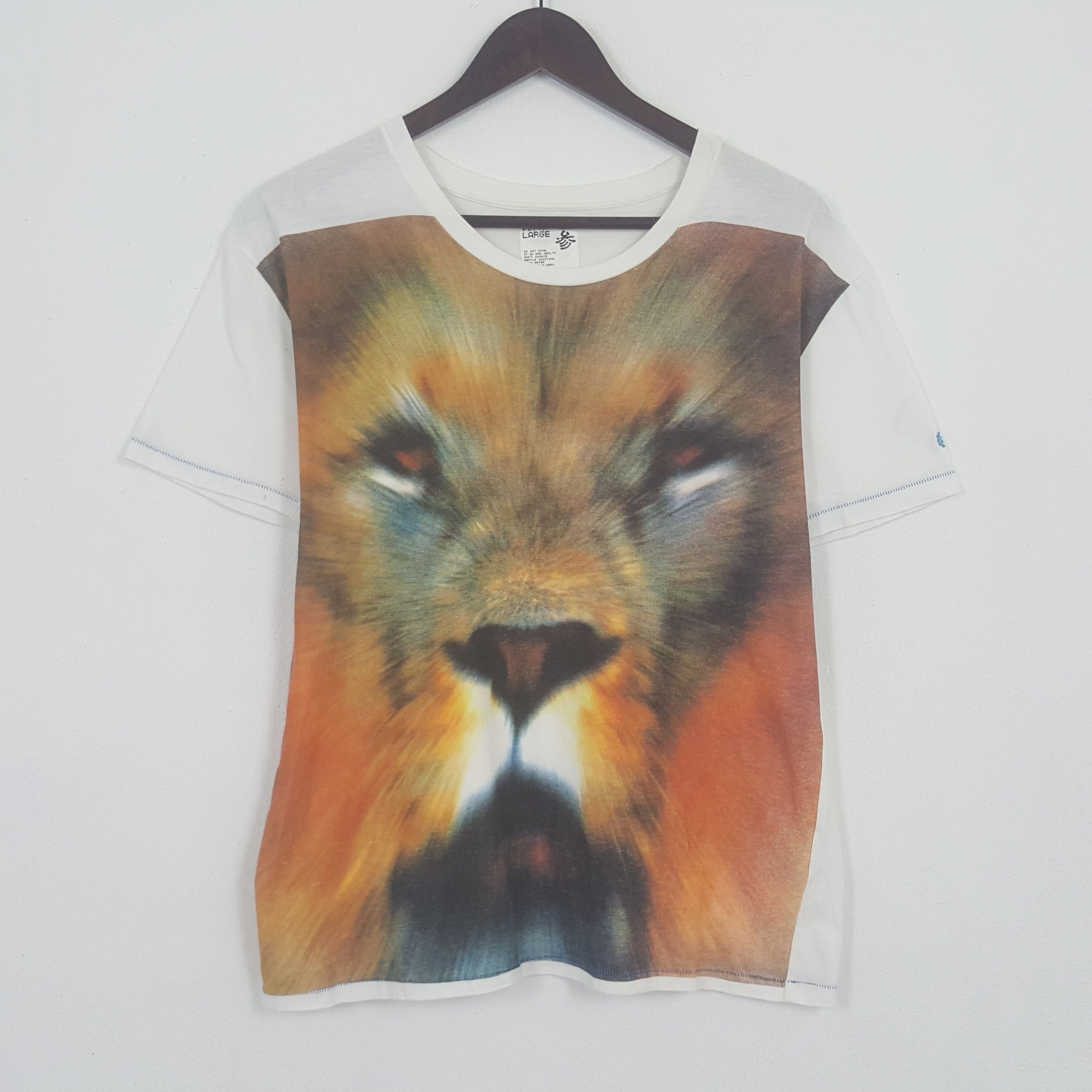 image of Ppfm Lion Fullprinted Design Tshirt in White, Men's (Size Large)
