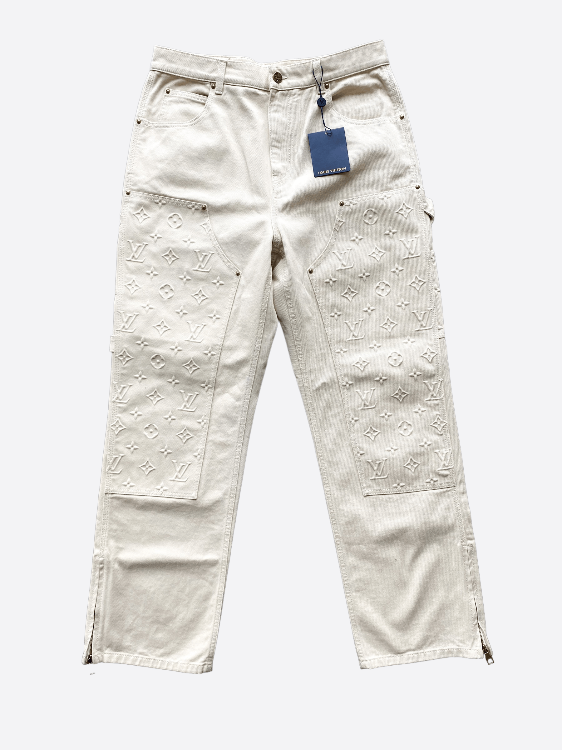 image of Louis Vuitton Beige Monogram Carpenter Pants, Men's (Size 34)