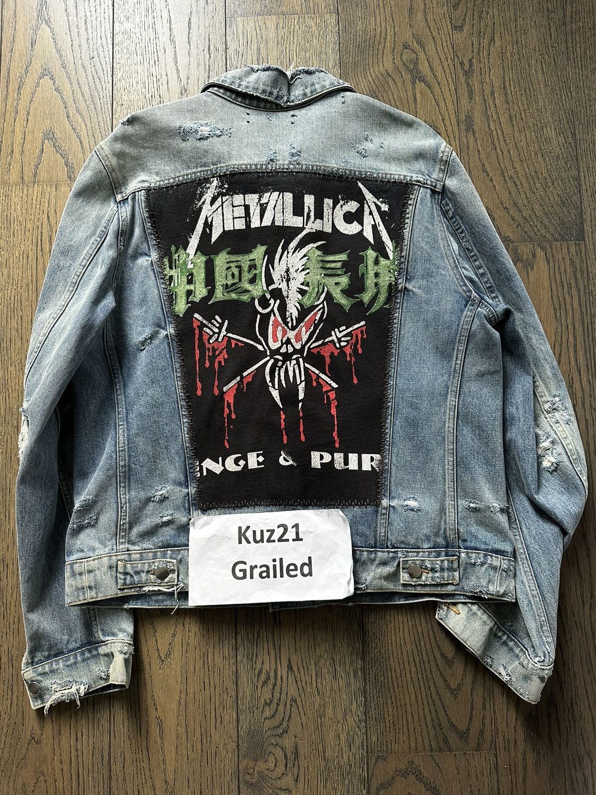 image of Amiri Metallica Concert Trucker Jacket in Blue, Men's (Size 2XL)